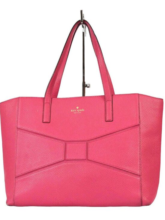 Kate Spade Pink Pebbled Leather X-Large Flamingo Bow Tote - Picture 1 of 12